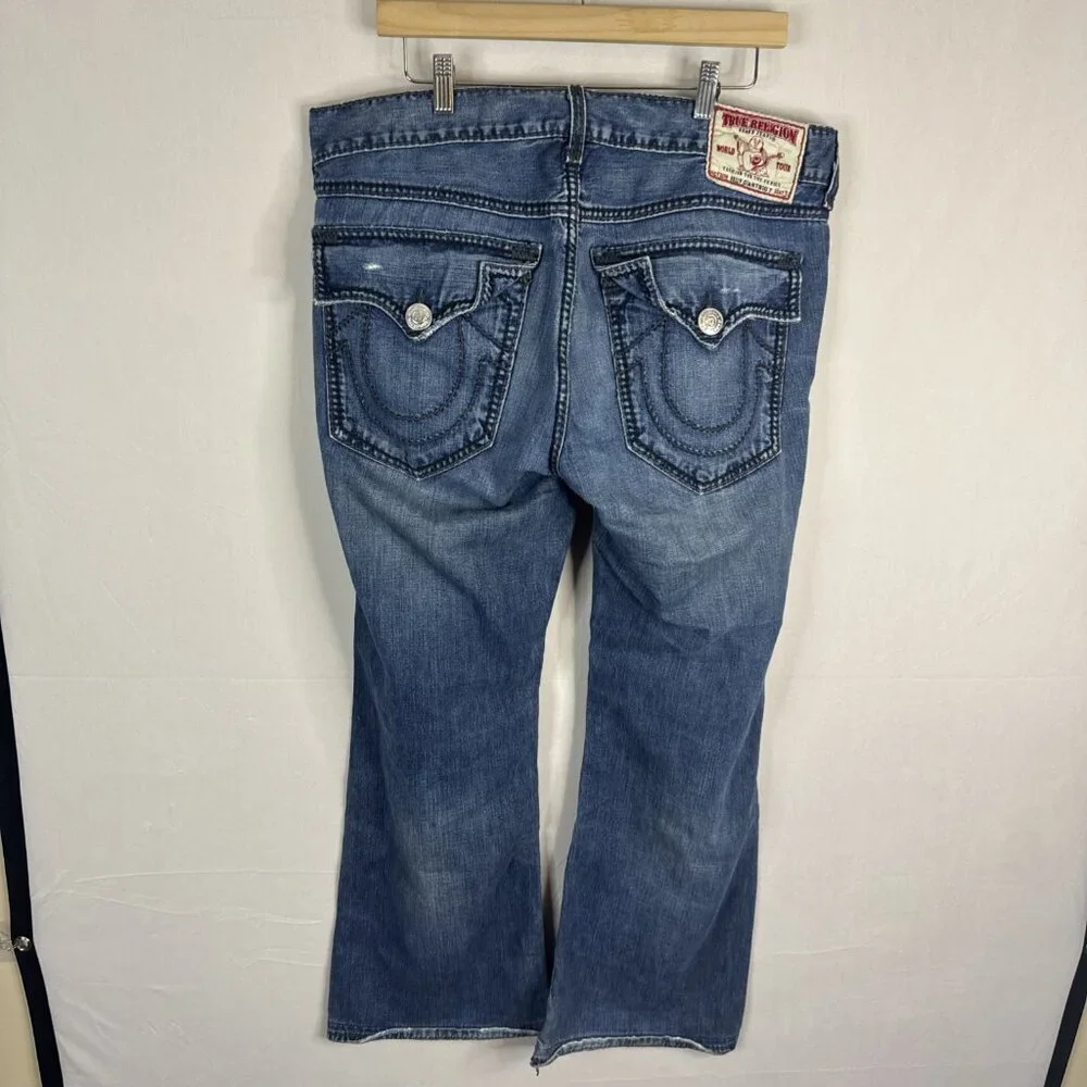 True Religion Billy Giant Big T Jeans‎ Men’s 36x30 Made in USA Distressed Hemmed